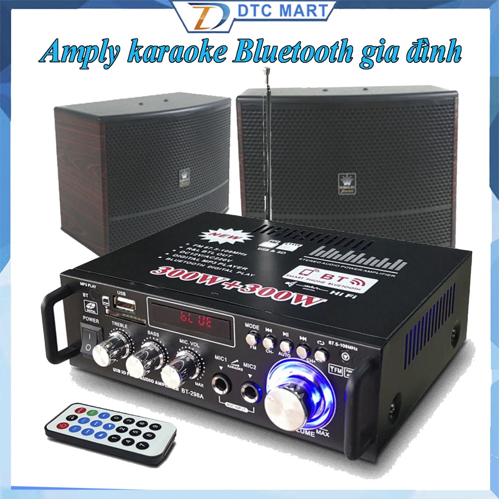 Amply Kentiger, Âmly Mini Bluetooth BT-298A Công Suất 600W, Tự Động Lọc Nhiễu và Tạp Âm Bảo Hành Uy Tín