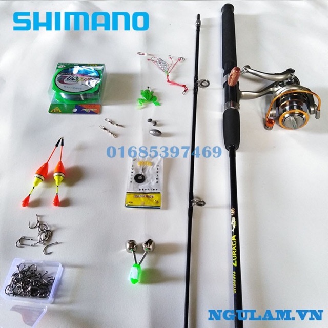 Bộ cần câu shimano 2 khúc 2m7 ,máy yumoshi lc 7000 kèm trọn bộ phụ kiện (rẻ vô địch) y hình