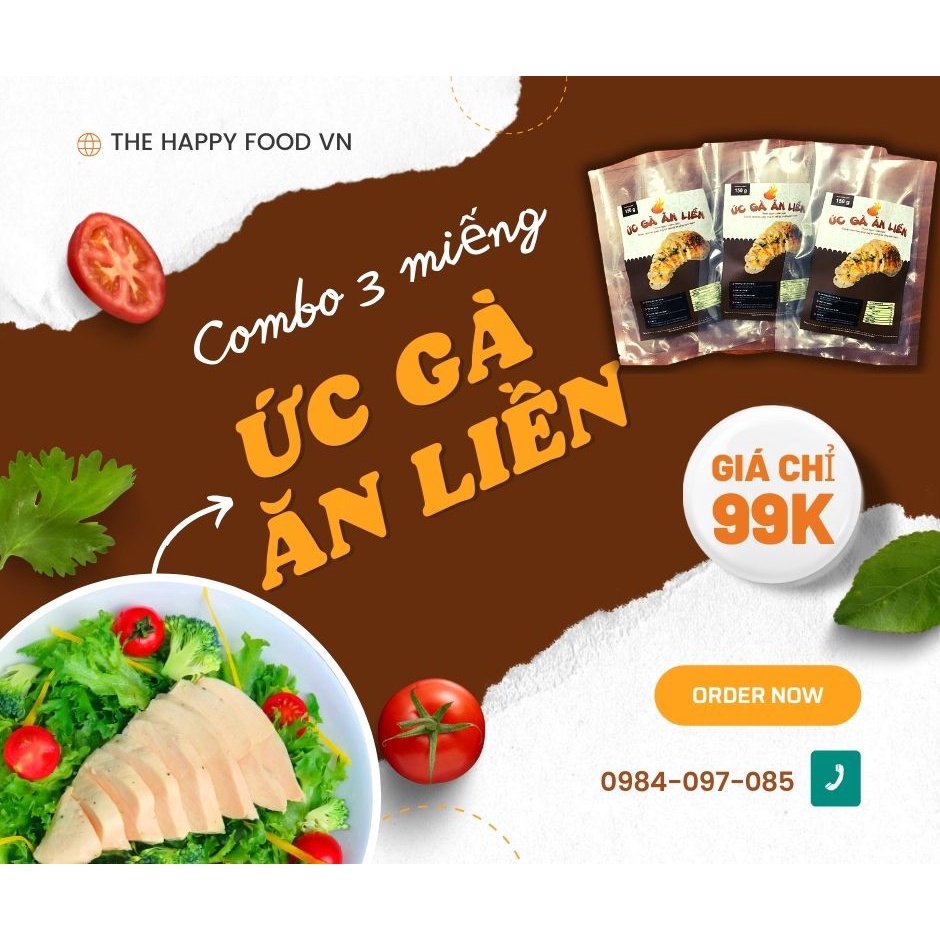 COMBO 3 MIẾNG ỨC GÀ ĂN LIỀN 150G THE HAPPY FOOD VN
