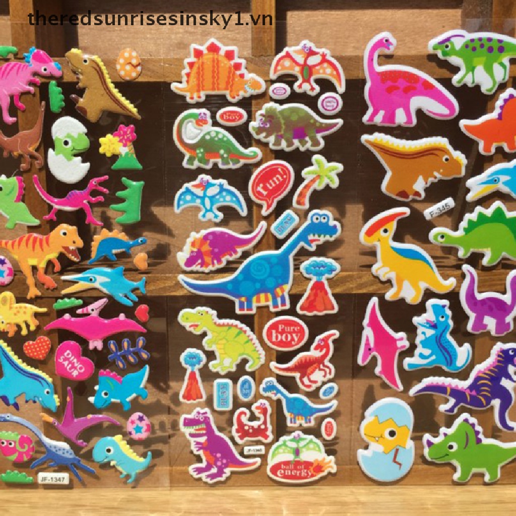 Set 10 tấm sticker dán trang trí hình hoạt hình 3D cho bé trai