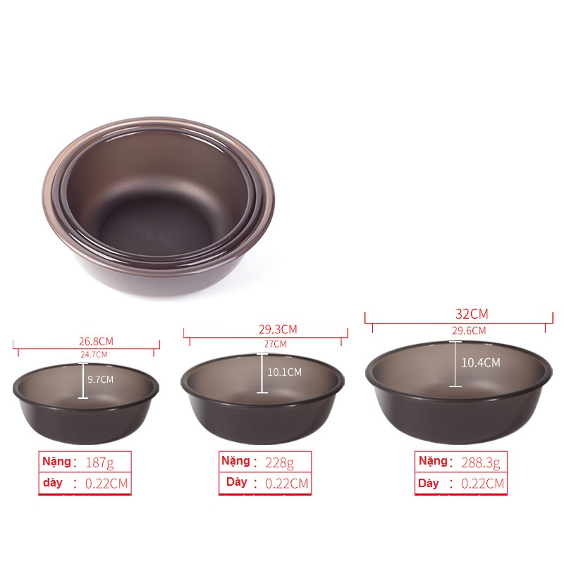 Bộ 3 Chậu Trộn Mồi, Thau Trộn Mồi Chất Liệu ABS Chuyên Dùng Cho Câu Đài