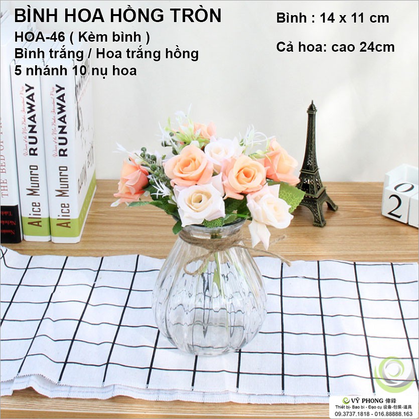 BÌNH HOA HỒNG TRÒN DECOR TRANG TRÍ NHIỀU MÀU PHỤ KIỆN CHỤP ẢNH SẢN PHẨM HOA-42~45