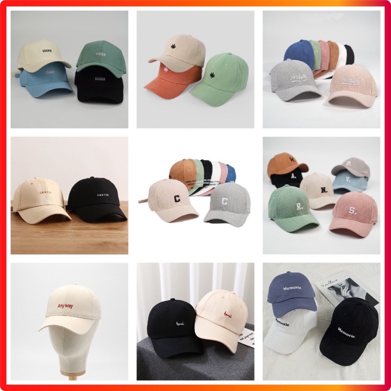Mũ lưỡi trai nam nữ, nón kết thêu phong cách ulzzang unisex đa dạng nhiều mẫu