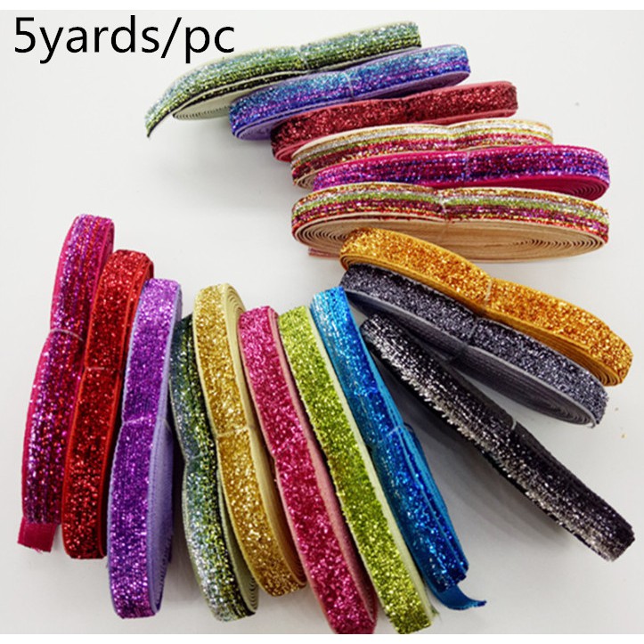 5 /50yards 3/8&quot;(10mm) Cuộn Dây Ruy Băng Nhung Kim Tuyến Thắt Nơ Gói Quà Giáng Sinh