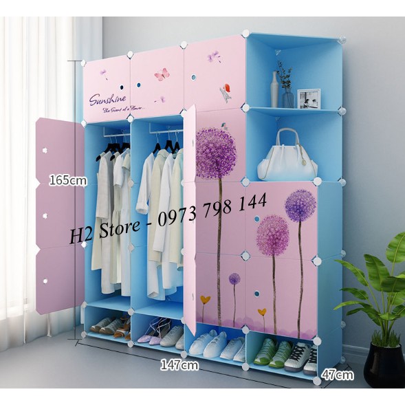 [ĐỘC] TỦ NHỰA LẮP GHÉP 16 Ô + 4 GIÀY ( GỒM 2 KỆ GÓC) CỬA CẨM TÚ CẦU ĐỂ ĐỒ ĐA NĂNG THÔNG MINH sâu 47cm