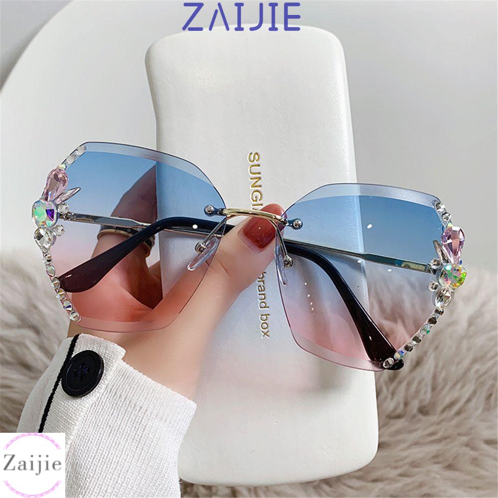 Kính Mát ZAIJIE Vintage Không Viền Chống Tia UV400|Kính Mát Thời Trang Hàn Cho Nữ