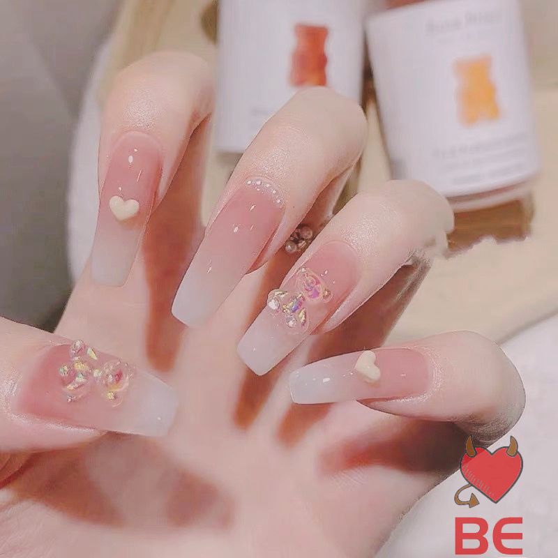 Móng tay giả thiết kế Huyền Trang Nail hộp 10 móng kèm keo dũa