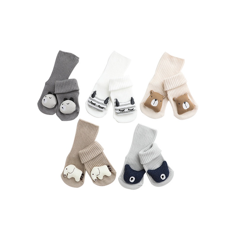 Tất cotton chống trượt in họa tiết hoạt hình dễ thương thời trang thu đông cho bé 1-3 tuổi
