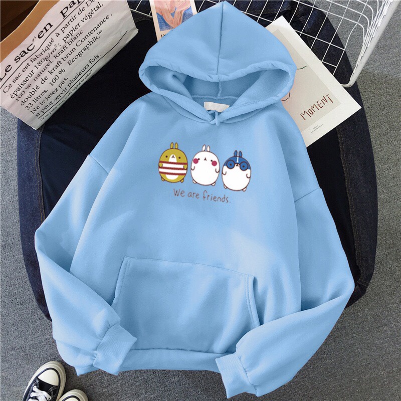 Áo Hoodie From Rộng Unisex Hoạt Hình Thỏ WE ARE FRIENDS Cute , Vải Nỉ Mềm Mại  Phong Cách  HOT TREND TTSPA0110
