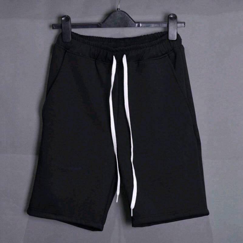 Quần Short nỉ đen trơn unisex co giãn