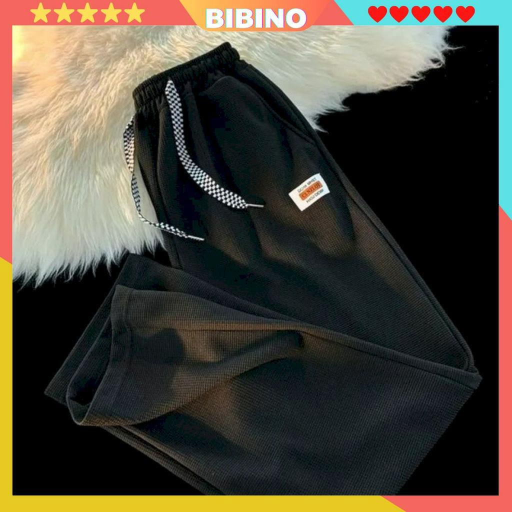 Quần ống suông form rộng nam nữ vải cotton tổ ong đẹp BIBINO Quần ống rộng baggy thời trang hàn quốc dày dặn mát mẻ QN04