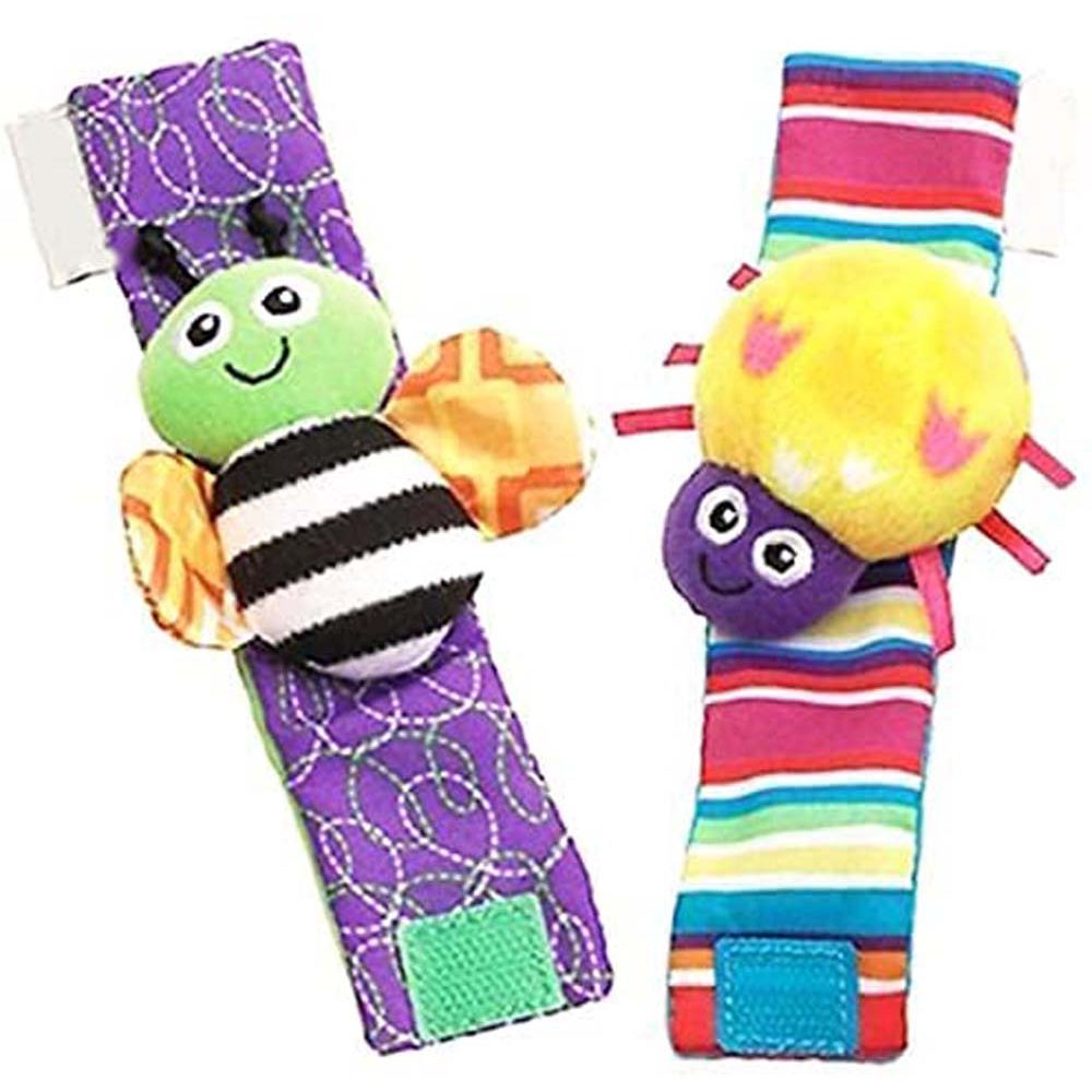 4pcs set Baby Rattle Set Sensory Toys Foot-finder Socks Wrist Rattles Bracelet Soft Toys