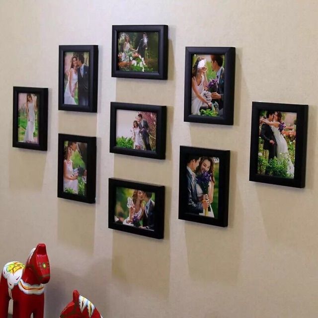 Bộ 9 khung 13x18 thành phẩm khung nhựa composite + kính 3ly + ván  không in hình