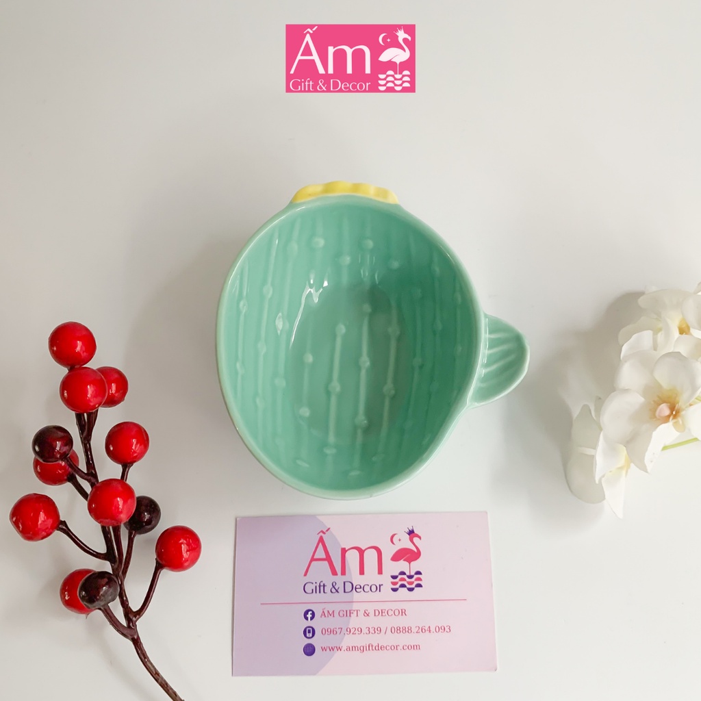 Bát Ăn Dặm Sứ Hình Xương Rồng Ấm Baby Dung Tích 120ml Ấm Gift Decor