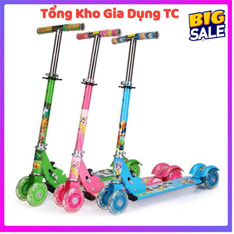 Xe trượt scooter 3 bánh phát sáng, có chuông tăng cường thể chất cho bé