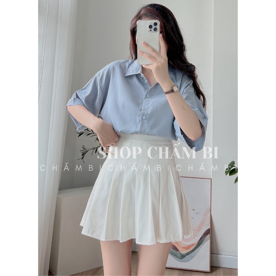 Áo sơ mi kiểu A.327, Áo kiểu hàn quốc tay ngắn cực xinh - Chấm Bi Shop