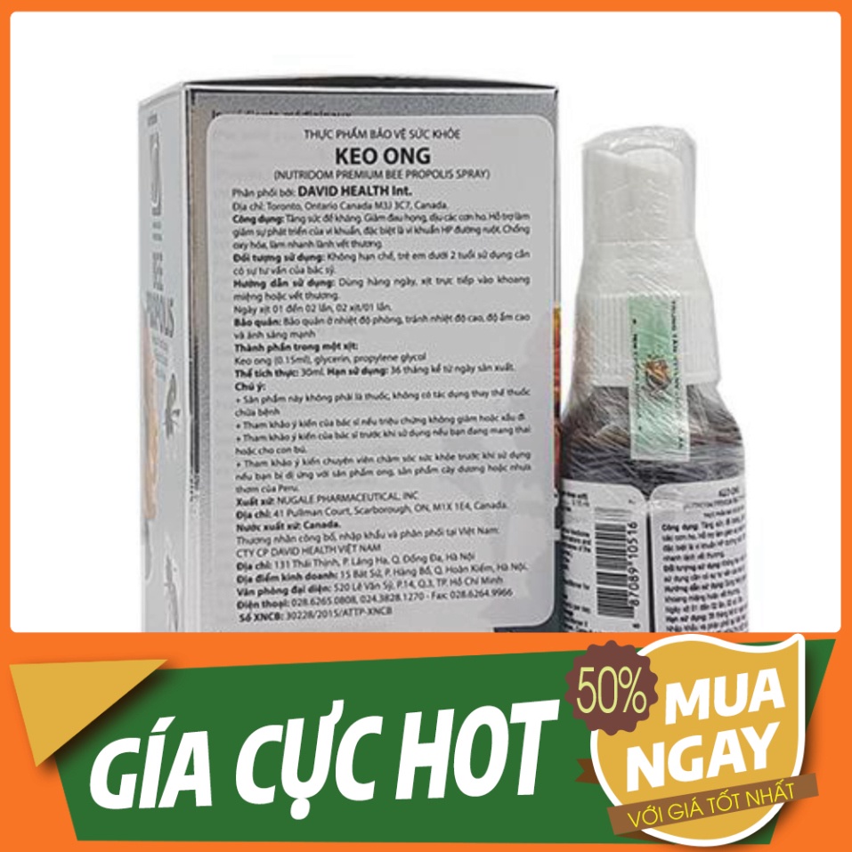GIA CỰC HÓT Bee Propolis - Keo ong xịt NutriDom tương trợ giảm ho hiệu quả GIA CỰC HÓT