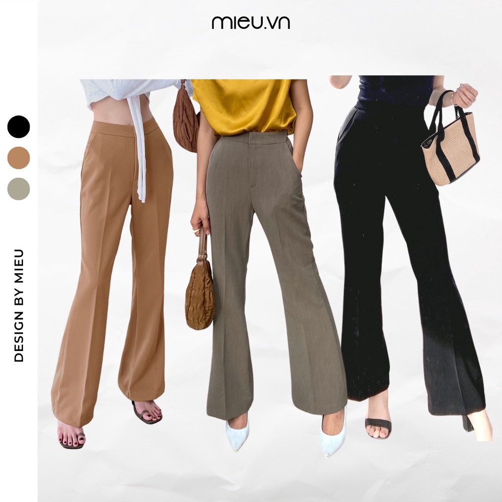 Quần tây nữ ống loe nhẹ công sở form dài chất carolang lưng cứng vừa MIEU - JA20