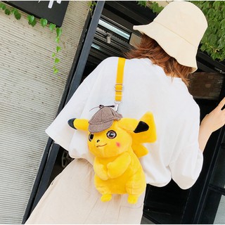 Túi Đeo Vai Hình Pikachu Thám Tử Pikachu Nhồi Bông Dễ Thương