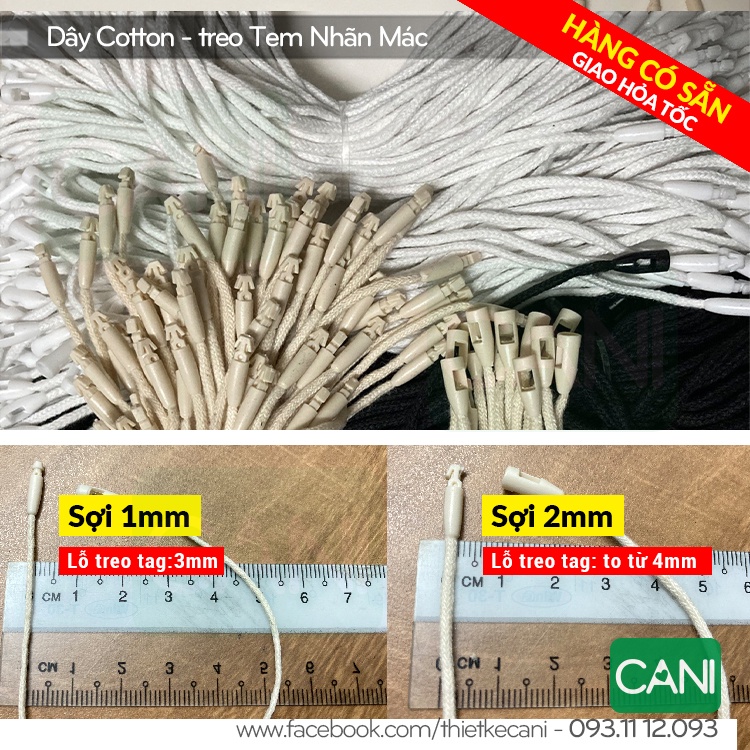 Dây sợi COTTON treo Tag nhãn mác - Loại cao cấp CANI