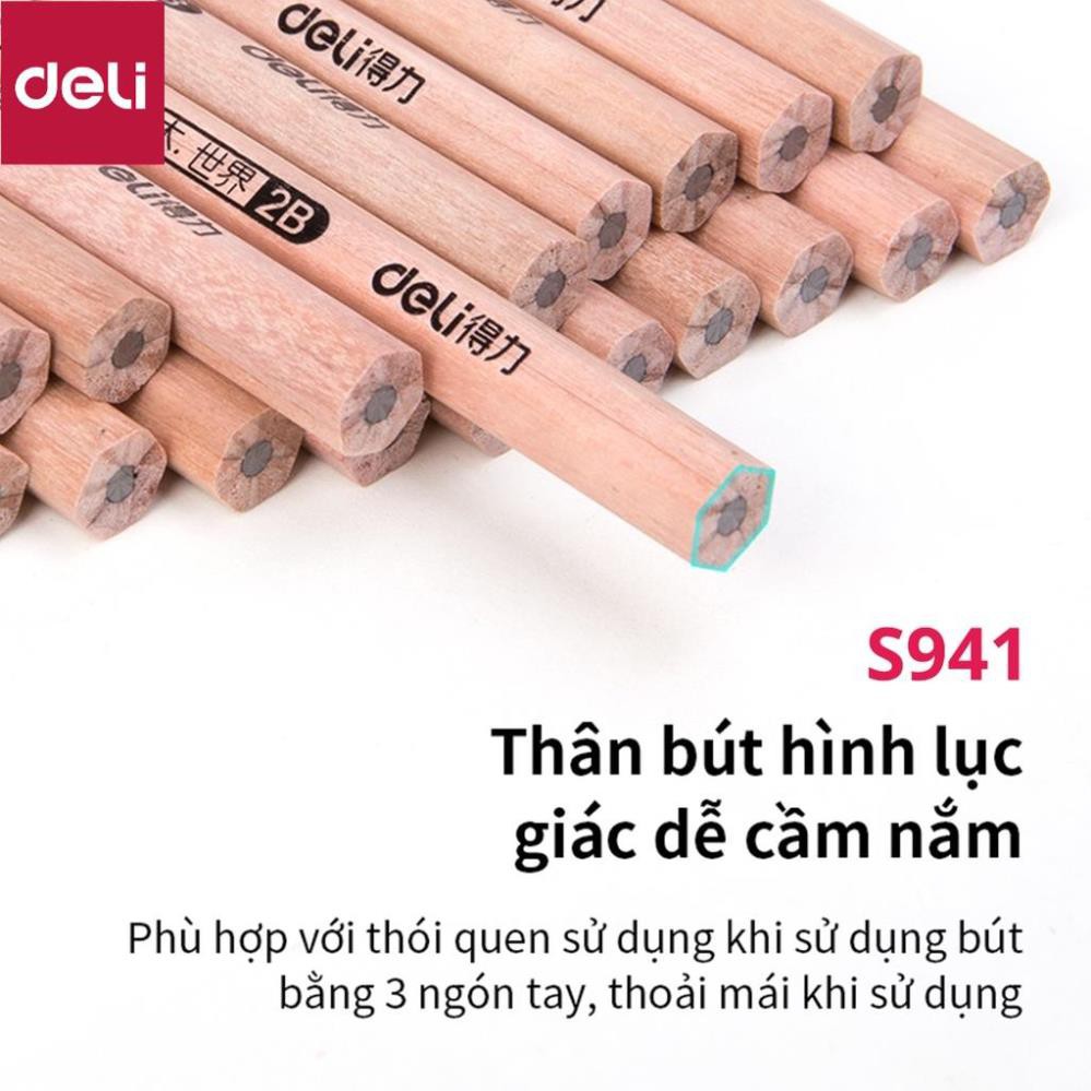 Bút chì lục giác/tam giác Deli - loại HB/2B - 30 chiếc/hộp - S941 / S943 [Deli]