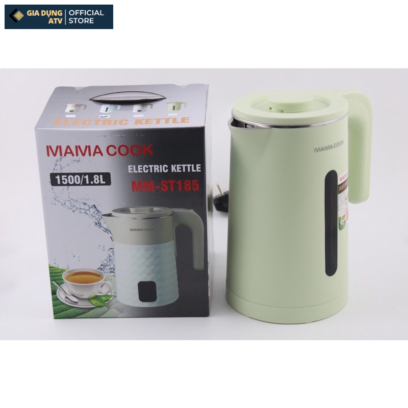 ẤM SIÊU TỐC , BÌNH SIÊU TỐC INOX 2 LỚP CAO CẤP 1.8L CHÍNH HÃNG MAMA COOK  ST185 bảo hành 12 tháng
