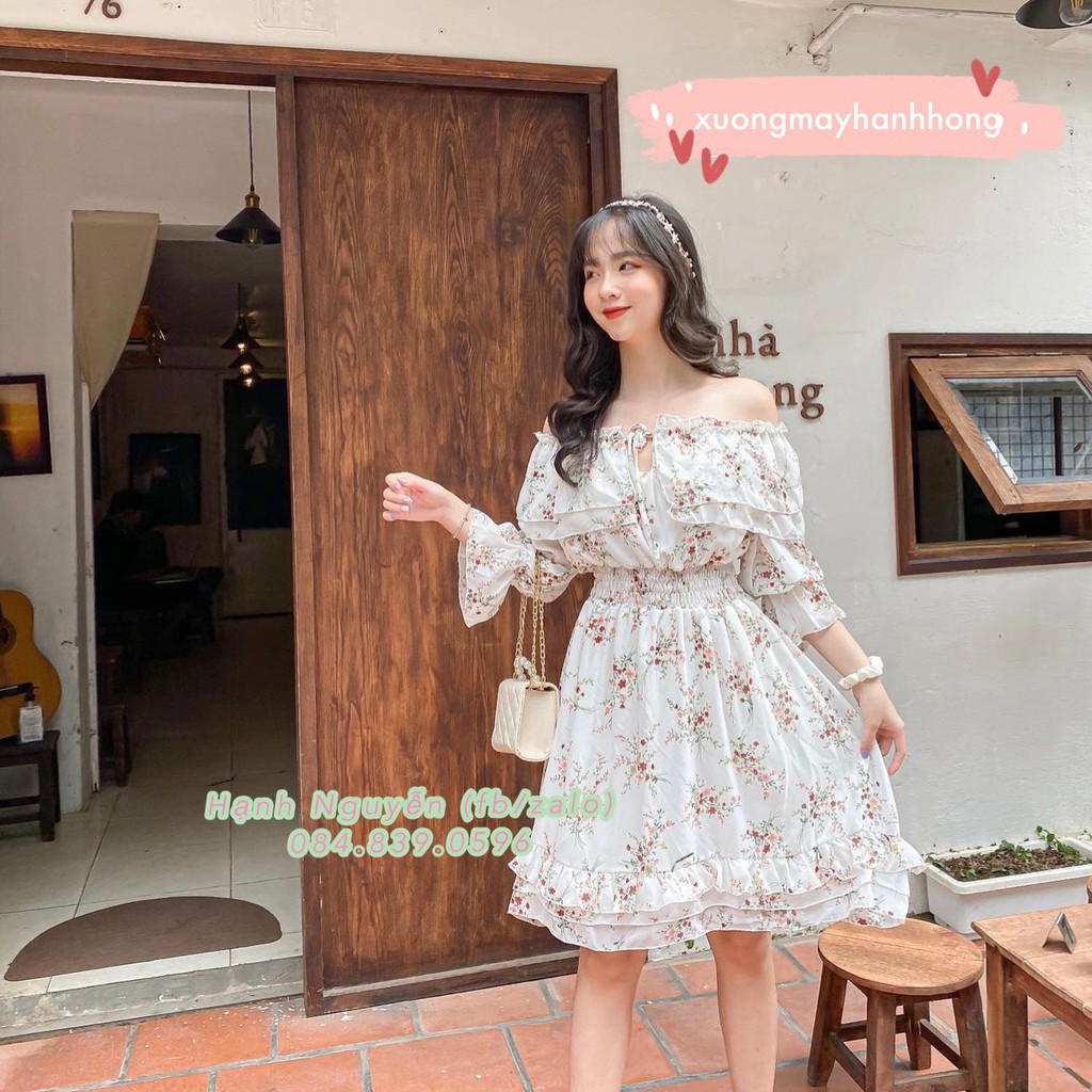 Đầm trễ vai ullzzang - Váy trễ vai nơ lưng chất tafta có sẵn đệm mút ảnh thật | BigBuy360 - bigbuy360.vn