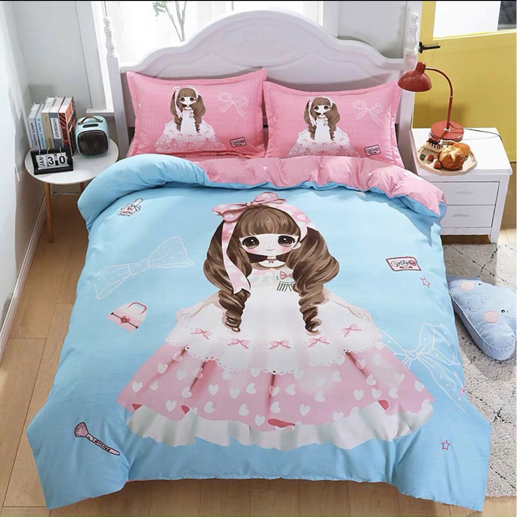 Bộ Chăn Ga Gối Cotton Tina HIN BEDDING Cho Bé Yêu, Chất Liệu Cotton 3D Mềm Mịn Đủ Kích Thước Hình In Dễ Thương