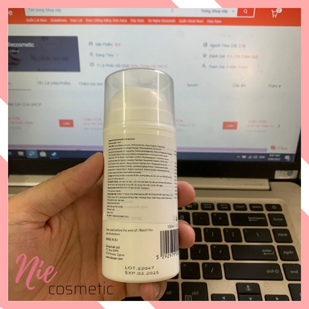 Gel phục hồi da Décaar Oxygen Gel 100ml