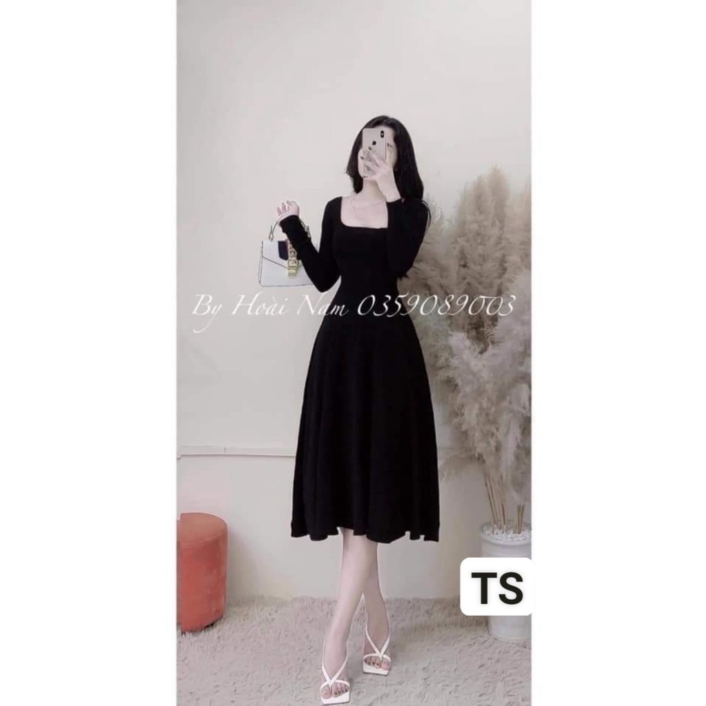 Váy thiết kế dáng xuông cổ vuông xinh đẹp