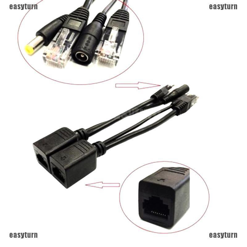 🌸ĐẦY ĐỦ 🌸 Power Over Ethernet Passive PoE Adapter Injector + Splitter Kit PoE Cable Black