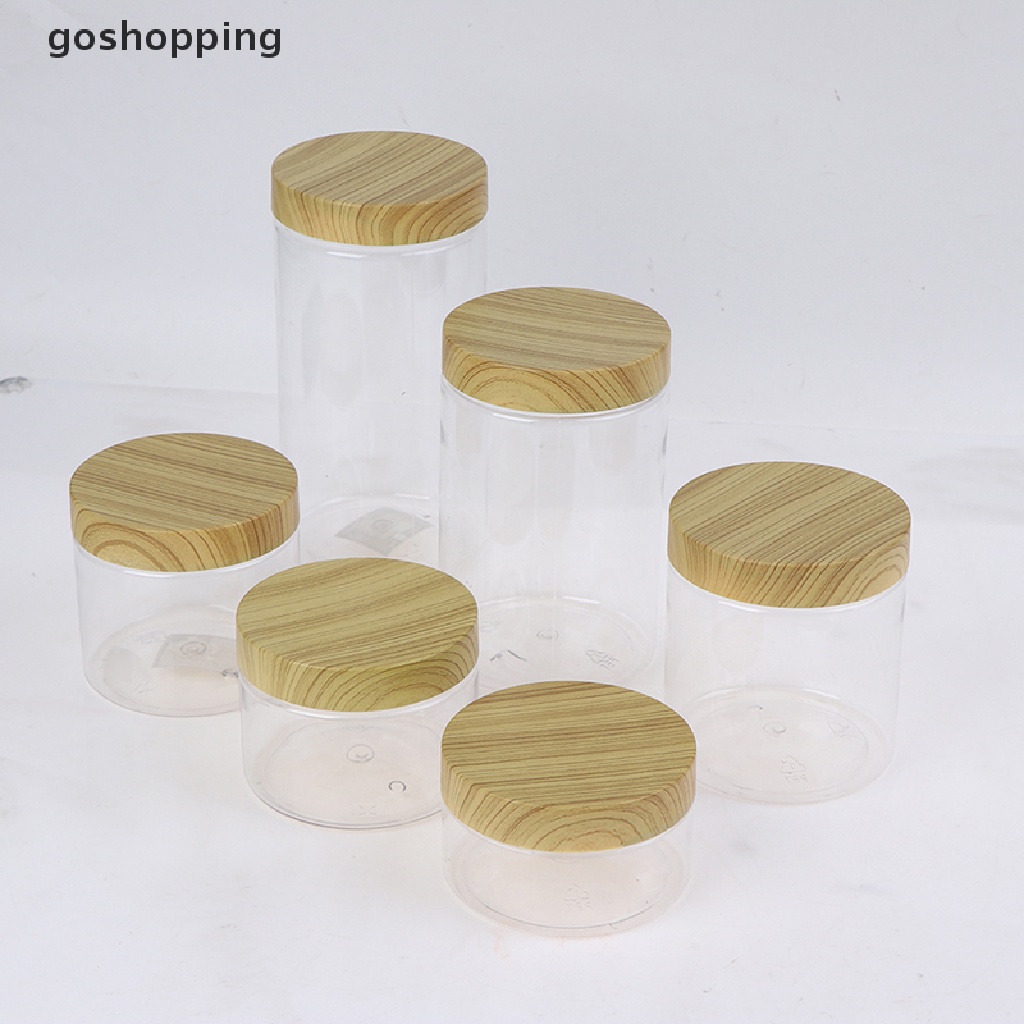 Hũ Nhựa Rỗng Trong Suốt Có Nắp Đậy Giả Gỗ Tiện Dụng