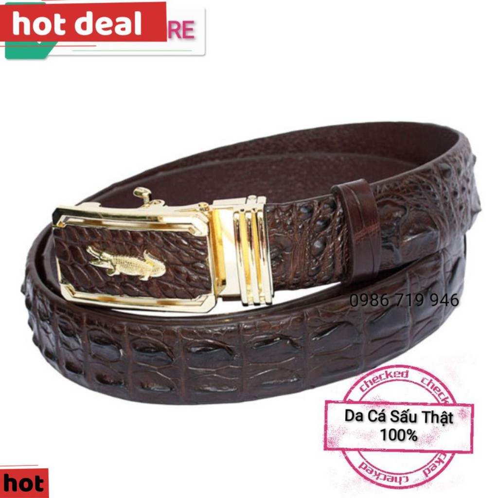 Dây Lưng Nam Da Cá Sấu Thật 100% Liền Sợi Thời Trang Cao Cấp Bảo Hành 12 Tháng DA BÒ thật