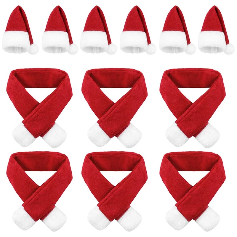 Set 10 Mô Hình Mũ Ông Già Noel Mini Bằng Len Dùng Làm Đồ Trang Sức / Vỏ Chai Rượu DIY