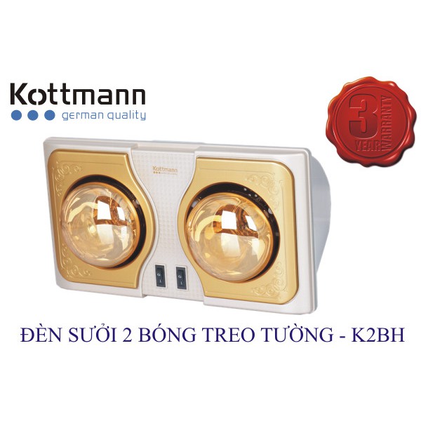 [Cam kết hàng chính hãng] đèn sưởi 2 bóng vàng KOTTMAN K2BH