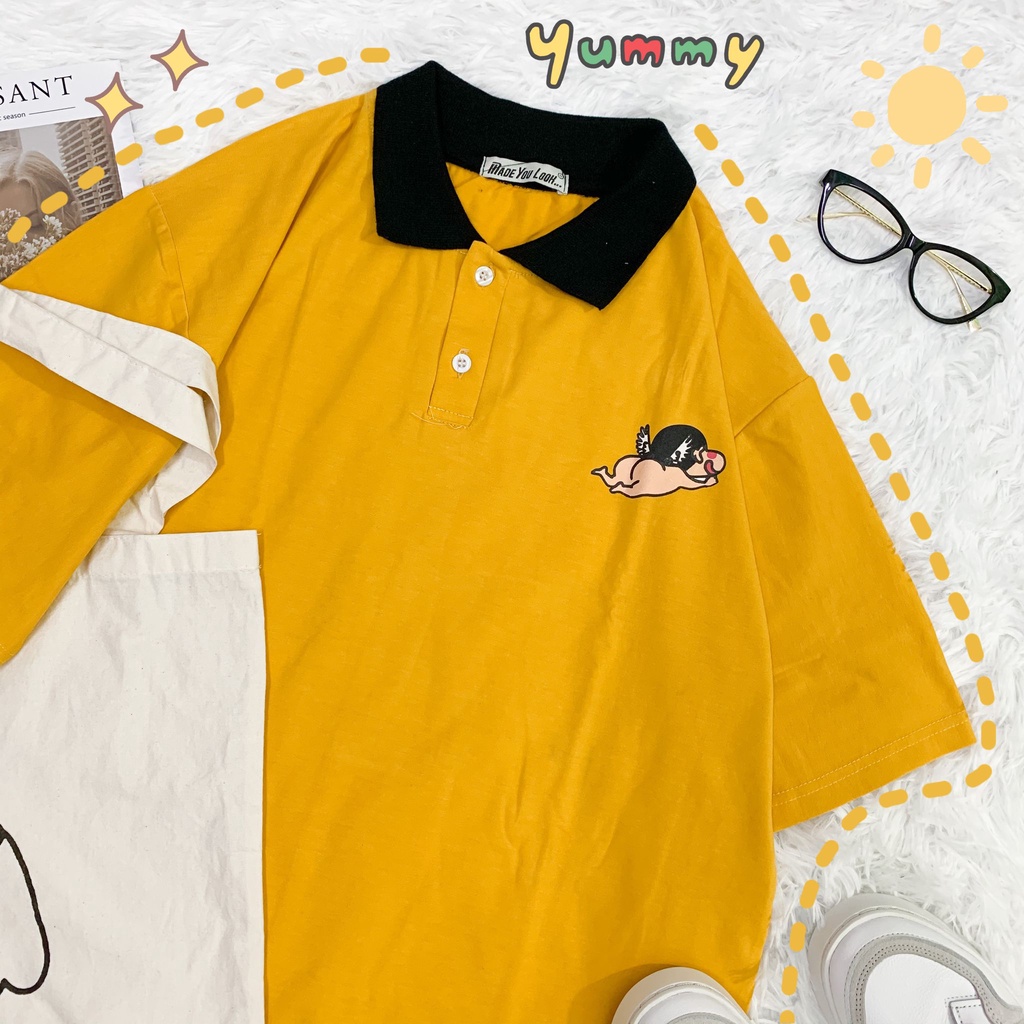 Áo thun Polo tay lỡ Cushin  phông Unisex nam nữ tee oversize form rộng pull Ulzzang Streetwear Hàn Quốc vải mềm