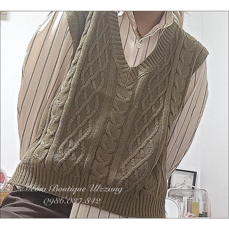 Set áo gile và sơ mi tone nâu tây siêu xinh dễ phối đồ có tách lẻ set phong cách ulzzang kèm ảnh thật