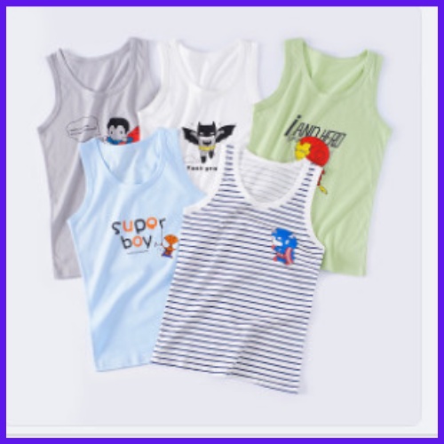 Áo ba lỗ bé trai  áo ba lỗ cho bé in hình ngộ nghĩnh chất cotton hàng xuất dư