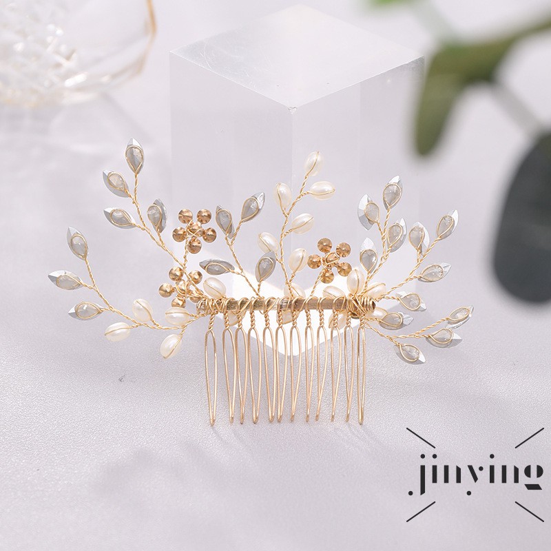 GETNOIVAS Lược cài tóc đính ngọc trai và kim cương giả phong cách thời trang thanh lịch dành cho cô dâu