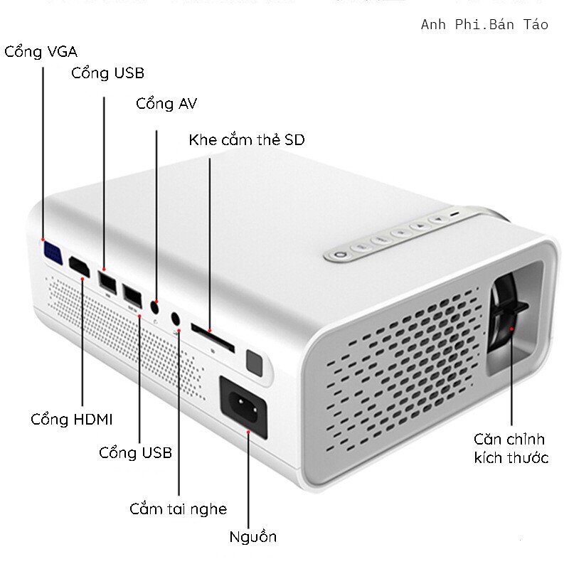 Máy Chiếu Phim Mini YG530 HD 1080P bảo hành 12 tháng