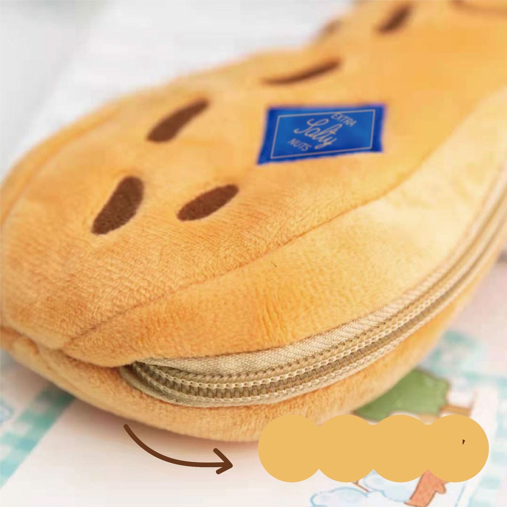 Bóp Viết Nhồi Bông Hình Hạt Đậu Phộng Dễ Thương Sáng Tạo Dành Cho Học Sinh