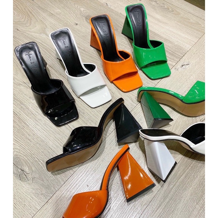 Guốc cao gót nữ da bóng cao cấp hàng vnxk