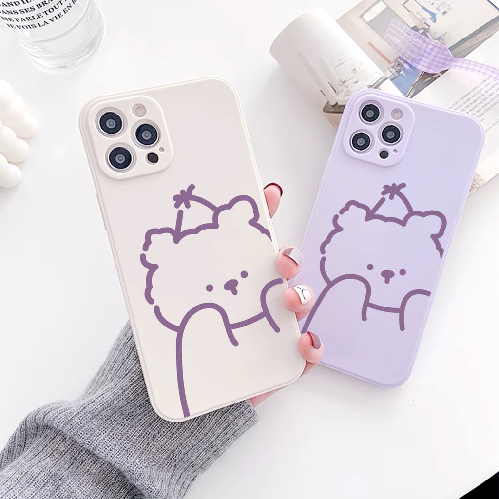 Ốp lưng iphone Gấu sinh nhật cạnh vuông in hình 6/6plus/6s/6splus/7/7plus/8/8plus/x/xs/11/12/pro/max/plus/promax/mini | BigBuy360 - bigbuy360.vn