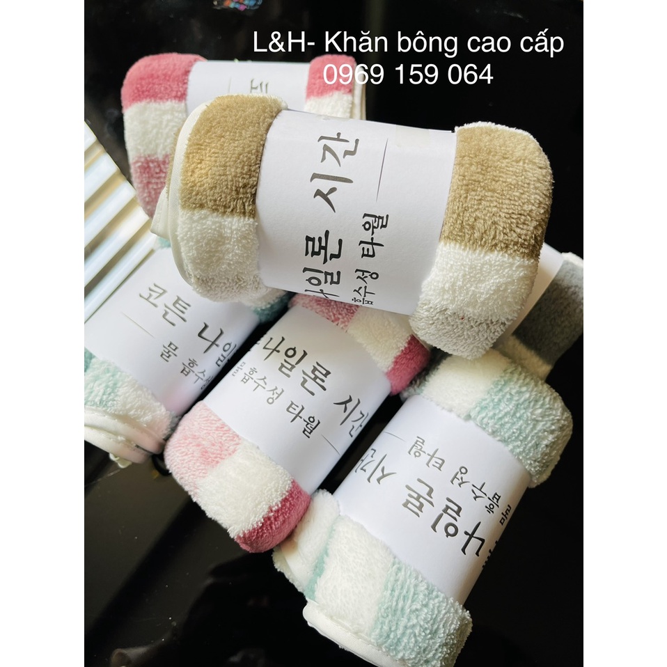 Combo 10 khăn lông cừu kẻ sọc, Ngẫu nhiên, KT 30x50cm