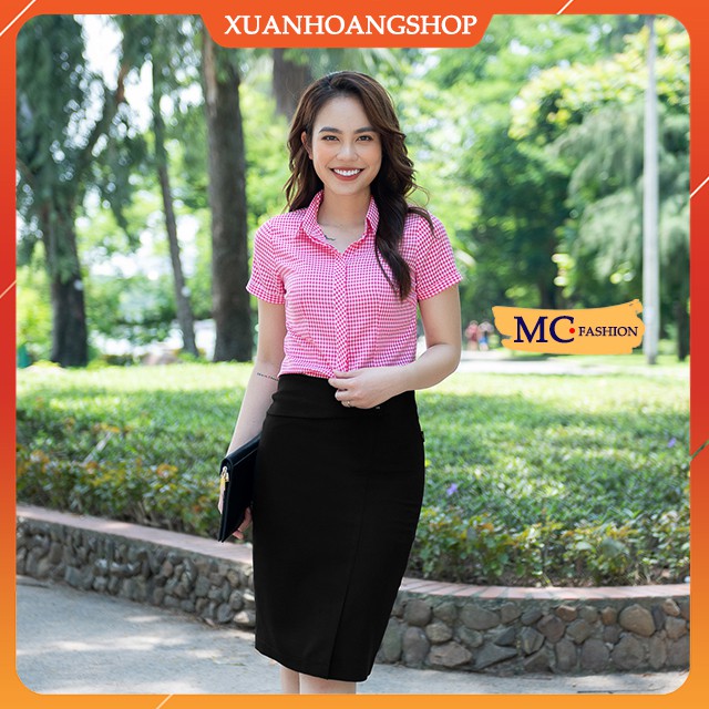 Chân Váy Bút Chì Nữ Công Sở, Lưng Cạp Cao, Dài Qua Gối, Màu Đen – Xanh Tím Than, Đẹp, Mc Fashion Cv0461