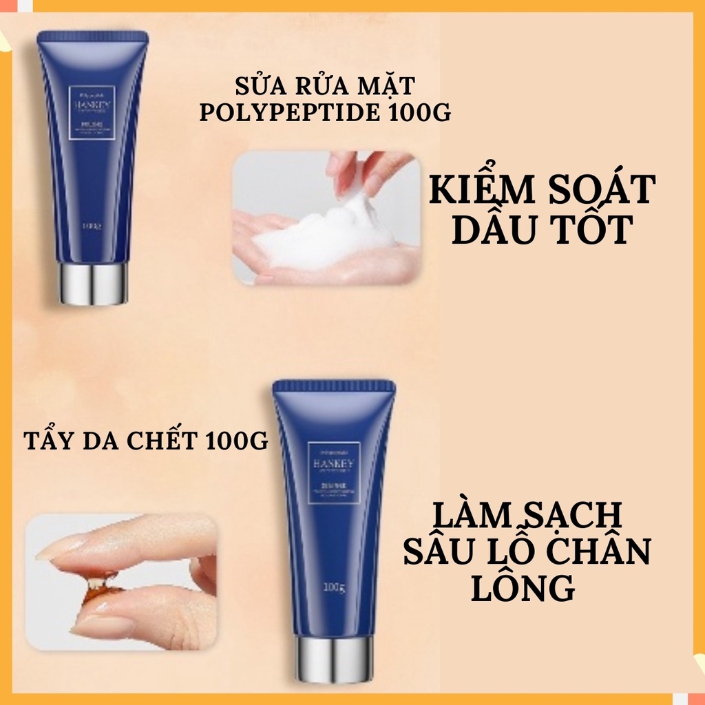 Bộ Dưỡng Da Chăm Sóc Mặt Combo Skincare Dưỡng Trắng Da Mặt Polypeptide Hankey, Bộ Mỹ Phẩm Nội Địa Trung 12 Món