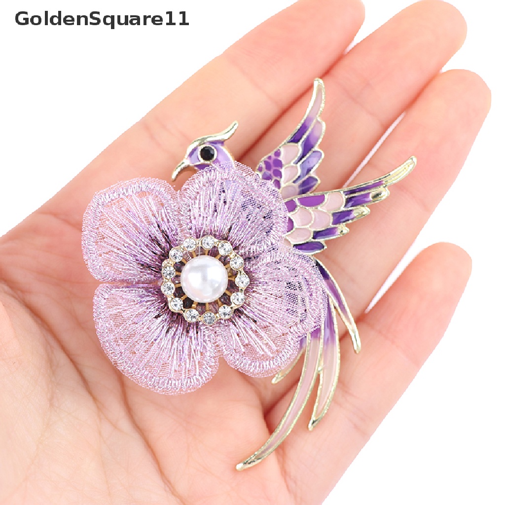 [GoldenSquare11] 1Pc Rhinestone Brooches for Women Enamel Bird Pin Peacock Fashion Brooch Gift [GoldenSquare11]