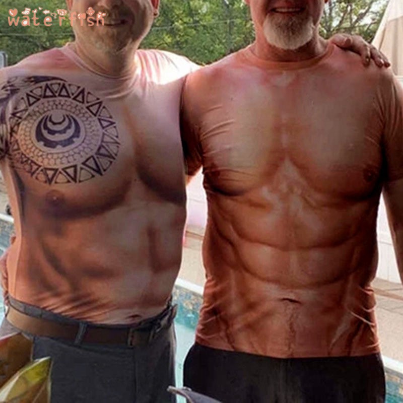 Muscle Tattoo Print T-Shirt Men Short Sleeve 3D Digital Printing T- | BigBuy360 - bigbuy360.vn