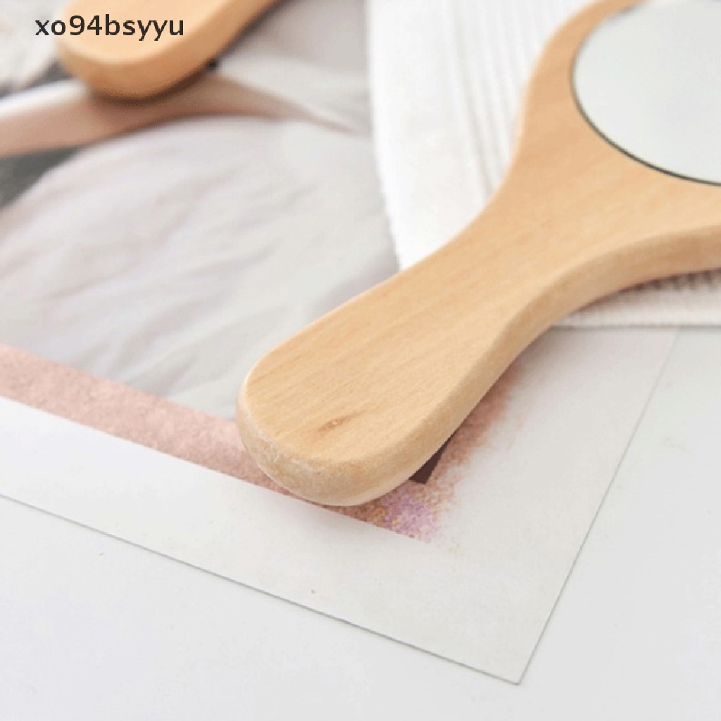 [Hàng mới về] Gương trang điểm cầm tay Xo94bsyyu hình tròn bằng gỗ phong cách vintage chất lượng cao