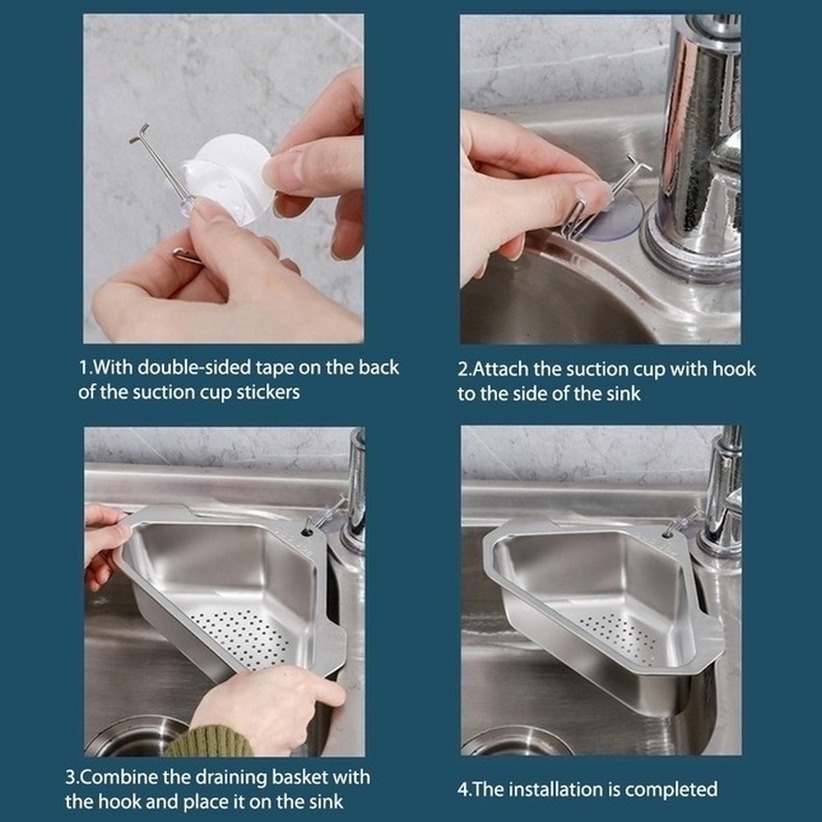 Giá Đựng Ráo Nước Đa Chức Năng Gắn Bồn Rửa Nhà Bếp bồn rửa chén ngăn  tắc bồn rửa   INOX 304 siêu bền,chống hoen gỉ